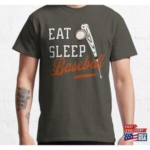 American Baseball Eat Sleep Repeat Fan Who Loves Retro Sport Tshirt